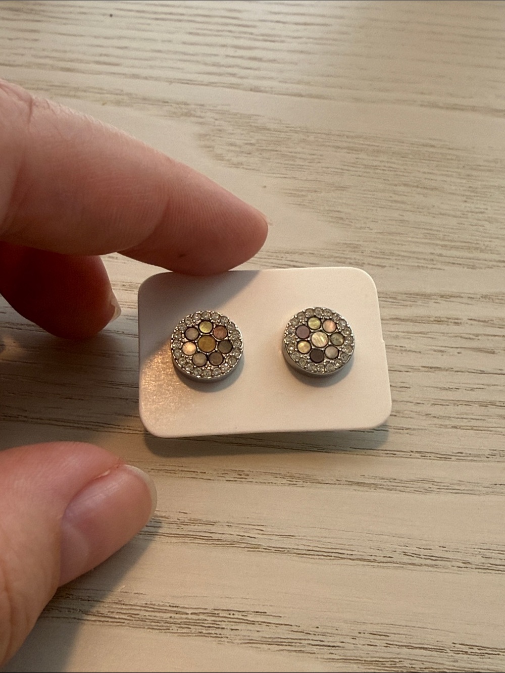 Silver Multi-Color Crystal Cluster Stud Earrings - Women Jewelry